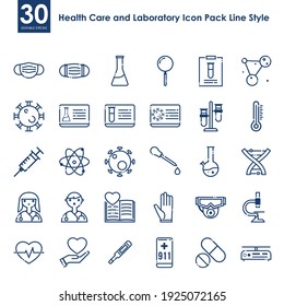 Health Care And Laboratory Icon Pack Line Style