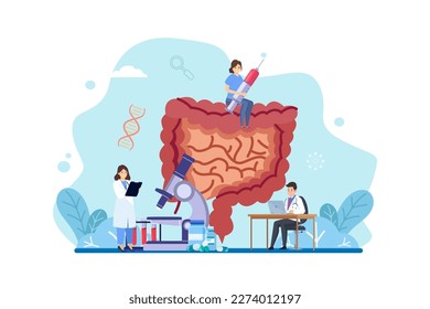 Health care and life insurance concept. World health day. Bowel check, Intestine wellness and healthcare. Food healthy eating. Gut problems and constipation. Vector illustration