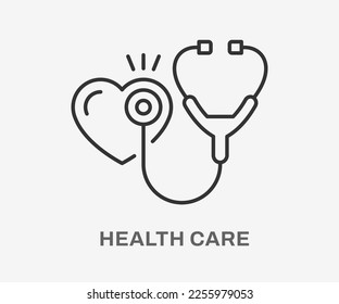 Health care line icon on white background. Editable stroke.