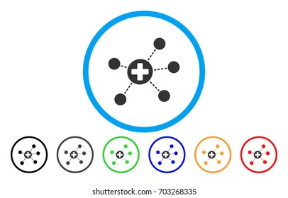 Health Care Links rounded icon. Vector illustration style is a flat iconic symbol inside a circle, with black, grey, green, blue, orange, red color versions. Designed for web and software interfaces.