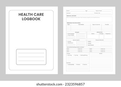 Health Care Logbook Or Notebook Planner kdp interior	