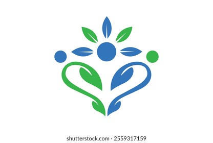 Health care logo design growth love or teamwork development logo