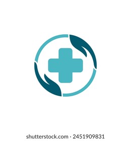 health care logo with hand concept