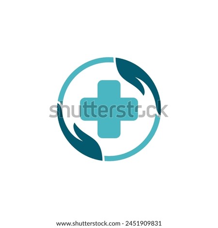 health care logo with hand concept