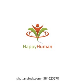 Health and Care logo, Happy kid playful vector logo