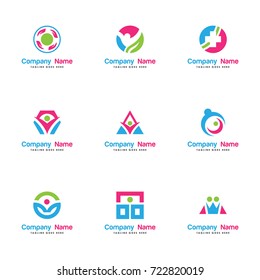 health care logo set. contains such as medical, pharmacy, hands care, medicine, people