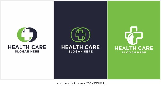 Health Care Logo set. Medical health technology logo design template.medical cross logo design