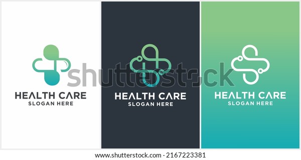 Health Care Logo set.\
Medical health technology logo design template.medical cross logo\
design
