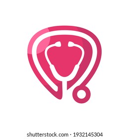 health care logo stethoscope flat symbol icon