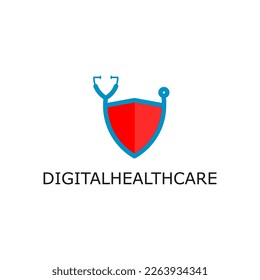 health care logo template with security shield