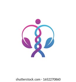 vector del logotipo de atención de la salud con hoja verde