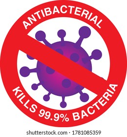 Health care medical antibacterial vector symbol: kills 99.9% bacteria