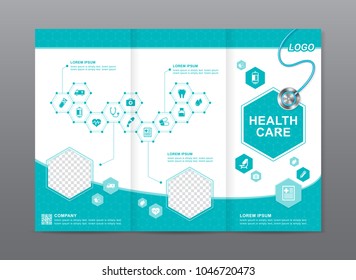 Health Care And Medical Brochure Design, Flyer, Leaflets Template With Place For Photos Decoration For Printing And Presentation Vector Illustration