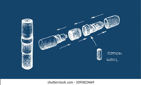 Health Care and Medical, Dimension of Thai Aromatic Herbal Inhaler or Nasal Sticks Made From Cotton Wool Soaked in Essential Oils of Natural Herbs for Clear A Stuffy Nose with Relaxation and Stress Re