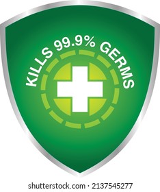 Health care medical green protection shield vector - kills 99.9% germs