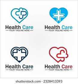Health care or medical heart logo design template