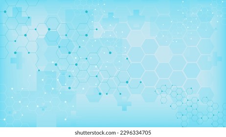 Health care and medical innovation background. Abstract hexagonal shapes for medicine, chemistry and science concept design. Vector illustration.