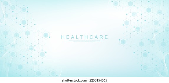 Health care and medical pattern innovation concept background design. Abstract geometric hexagons shape medicine and science background. Vector illustration.
