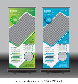 Health Care and Medical roll up Banner design, standee and banner template.