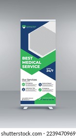 health care  Medical roll up banner template design 
