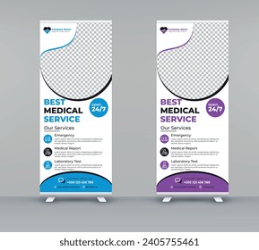 
health care  Medical roll up banner template design 