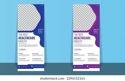 Health Care Medical Roll-up Banner For business rack card or dl flyer templates.