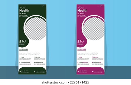 Health Care Medical Roll-up Banner For business rack card or dl flyer templates.