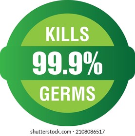Health care medical sanitize green round logo - kills 99.9% germs