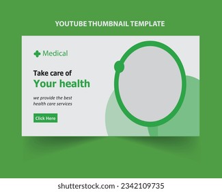 health care medical service you-tube video thumbnail template.health care advertising banner.