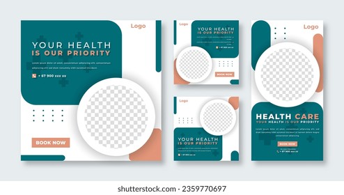 Health Care and Medical Social Media Post for Online Marketing Promotion Banner, Story and Web Internet Ads Flyer