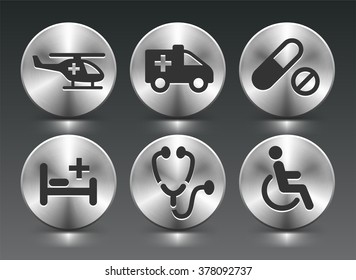 Health care and Medicine on Silver Round Buttons