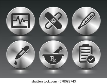 Health care and Medicine on Silver Round Buttons