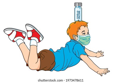 Health care mischievous play and accidents harmful to children's bodies during of the coronavirus outbreak Concept. Illustration, line, art, graphic in vector isolated on background.