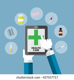 Health Care Modern Flat Concept Background Vector Illustration EPS10