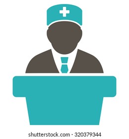 Health Care Official vector icon. Style is bicolor flat symbol, grey and cyan colors, rounded angles, white background.