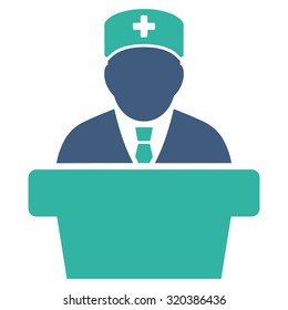 Health Care Official vector icon. Style is bicolor flat symbol, cobalt and cyan colors, rounded angles, white background.