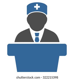 Health Care Official vector icon. Style is bicolor flat symbol, cobalt and gray colors, rounded angles, white background.
