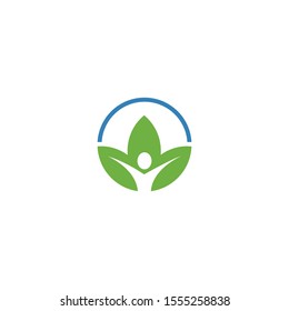 Health care People Leaf Logo Template.