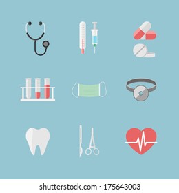 Health care pictograms for hospital website isolated vector illustration