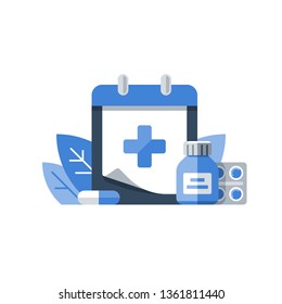 Health care policy, medical services, annual check up, pharmacy medicine, vector icon, flat illustration