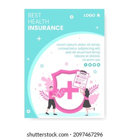 Health Care Poster Template Flat Design Illustration Editable of Square Background for Social media, Greeting Card and Web