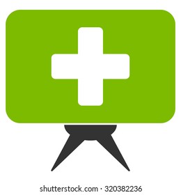 Health Care Presentation vector icon. Style is bicolor flat symbol, eco green and gray colors, rounded angles, white background.
