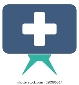 Health Care Presentation vector icon. Style is bicolor flat symbol, cobalt and cyan colors, rounded angles, white background.