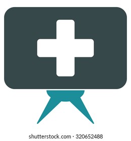 Health Care Presentation vector icon. Style is bicolor flat symbol, soft blue colors, rounded angles, white background.