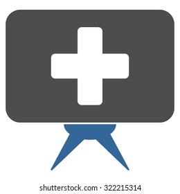 Health Care Presentation vector icon. Style is bicolor flat symbol, cobalt and gray colors, rounded angles, white background.