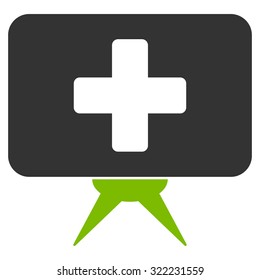 Health Care Presentation vector icon. Style is bi-color flat symbol, eco green and gray colors, rounded angles, white background.