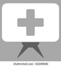 Health Care Presentation vector icon. Style is bicolor flat symbol, dark gray and white colors, rounded angles, silver background.