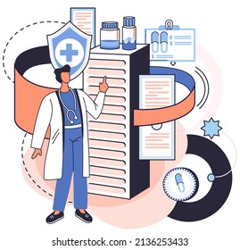 Health care program, online medical services, protection medicine. Medical insurance, hospital services, preventive check up, sick leave certificate, treatment and diagnosis of patients, telemedicine