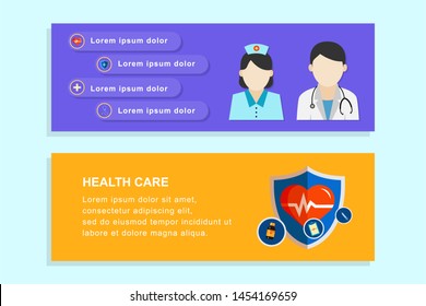 health care, health protection in the set of flat design concepts for banner design