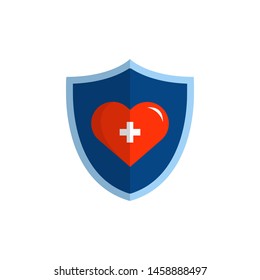 health care protection shield, modern flat style design concept